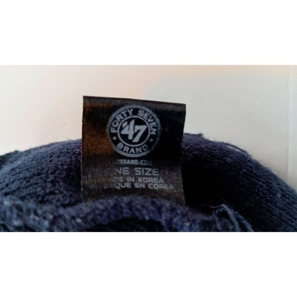 Authentic '47 Seattle Seahawks Basic Knit Dark Navy Raised Cuffed Beanie Hat - Picture 5 of 7